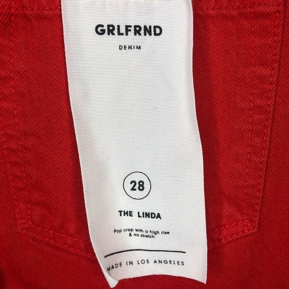 NWT GRLFRD Denim The Linda Pop Crop Jean Red - Picture 6 of 6